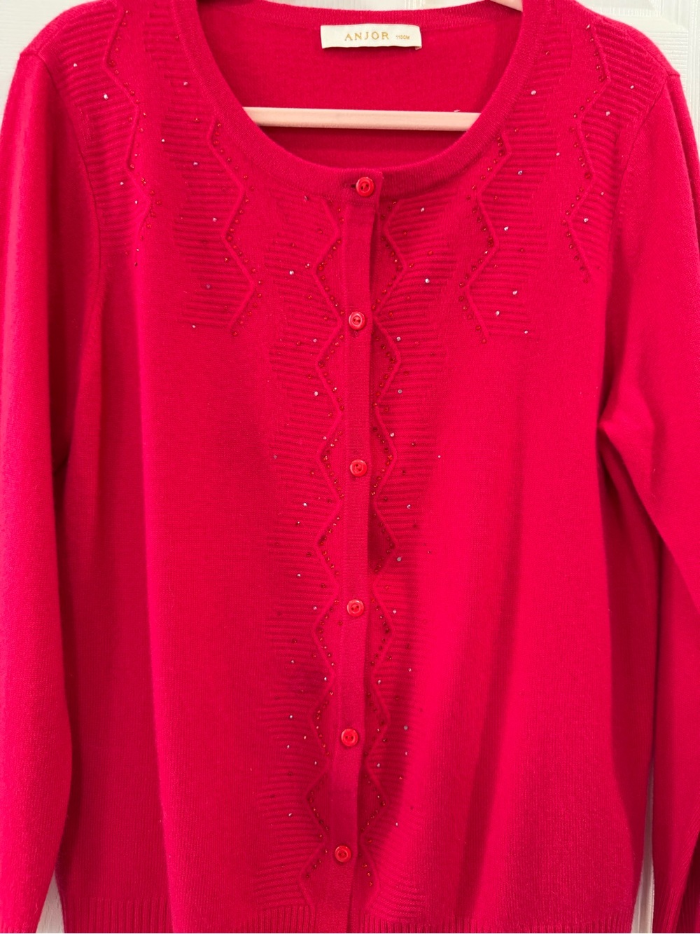 Anjor Red Embellished Cashmere Cardigan - Picture 3 of 7